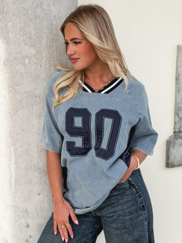 T-shirt "Ninety" - Bleu