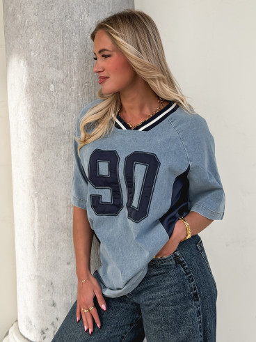 T-shirt "Ninety" - Bleu