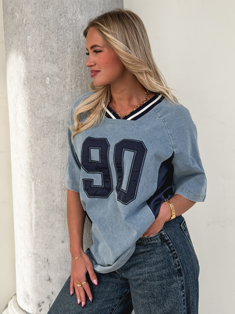 T-shirt "Ninety" - Bleu