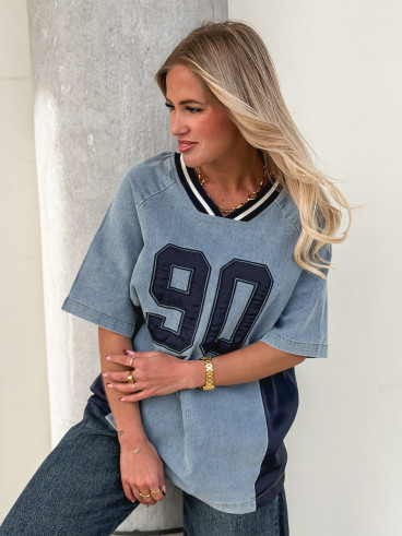 T-shirt "Ninety" - Bleu