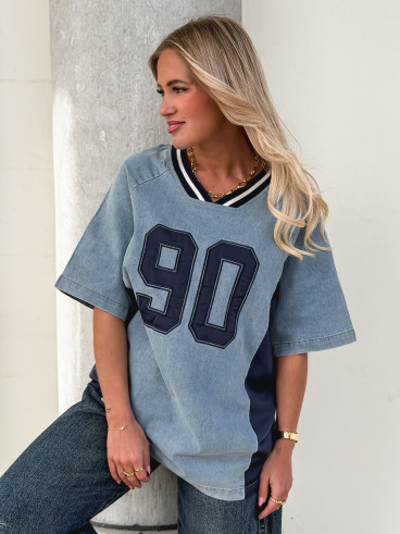 T-shirt "Ninety" - Bleu