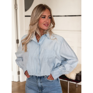 Crop chemise Apoline -  Bleu ciel