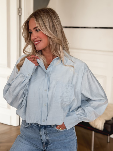 Crop chemise Apoline - Bleu ciel Crop chemise Apoline - Bleu ciel