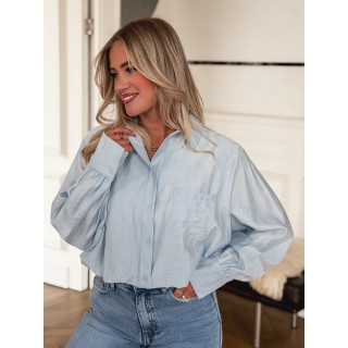 Crop chemise Apoline -  Bleu ciel