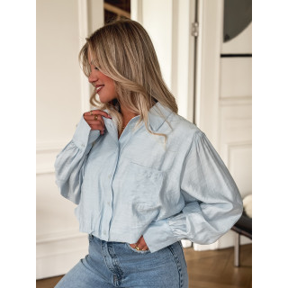 Crop chemise Apoline -  Bleu ciel