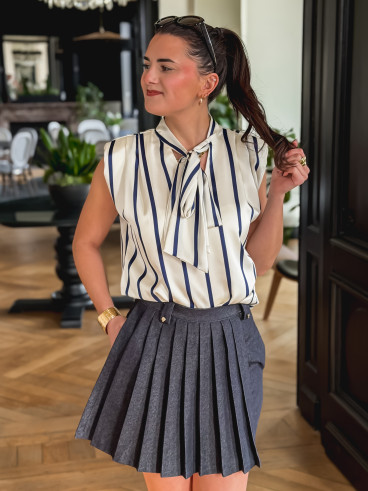 Blouse lignée Esméralda - Ecru/Marine