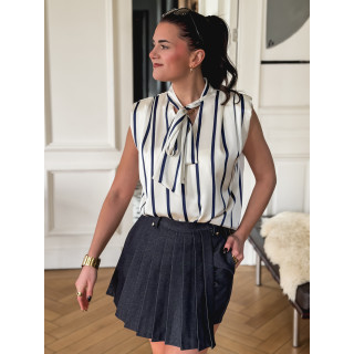 Blouse lignée Esméralda - Ecru/Marine