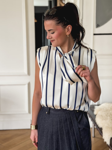 Blouse lignée Esméralda - Ecru/Marine