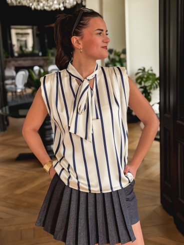 Blouse lignée Esméralda - Ecru/Marine