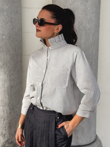 Chemise ligné Molly - Bleu marine