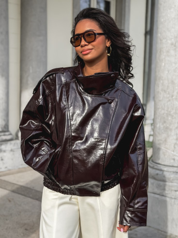 Veste en simili Colombia - Chocolat