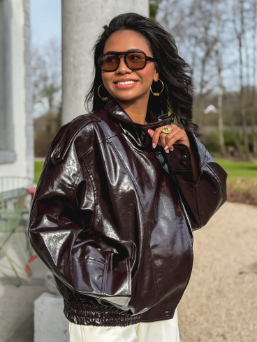 Veste en simili Colombia - Chocolat