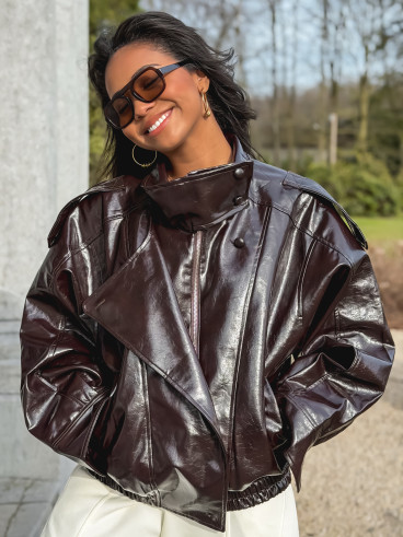 Veste en simili Colombia - Chocolat