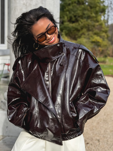 Veste en simili Colombia - Chocolat