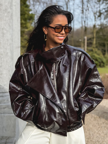 Veste en simili Colombia - Chocolat