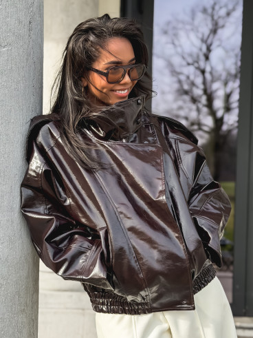 Veste en simili Colombia - Chocolat