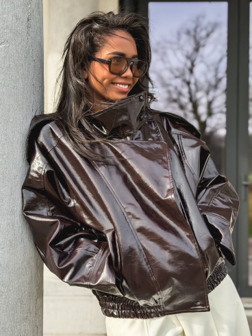 Veste en simili Colombia - Chocolat