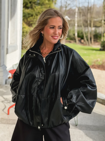 Veste en simili Amalina - Noir