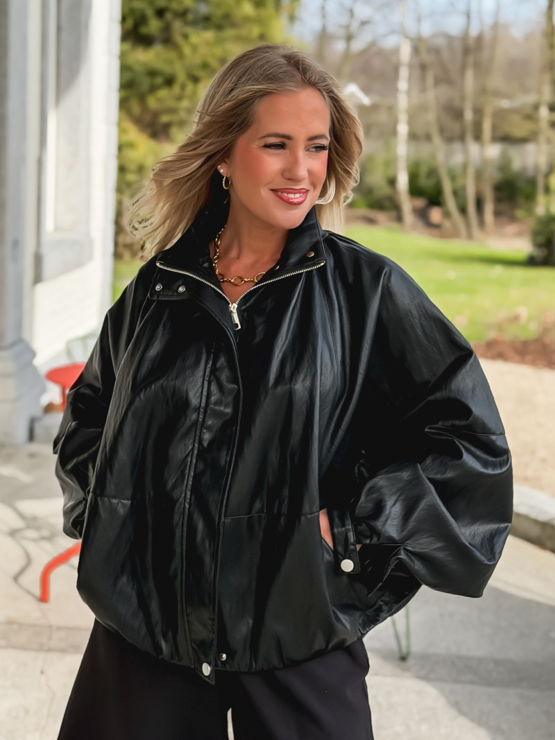 Veste en simili Amalina - Noir