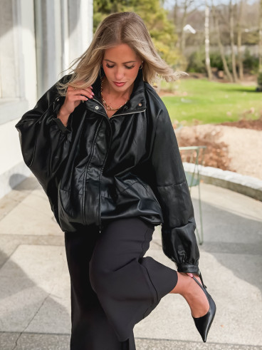 Veste en simili Amalina - Noir