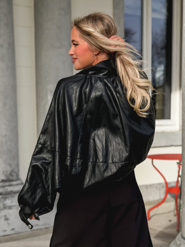 Veste en simili Amalina - Noir