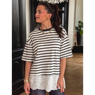 T-shirt ligné Flavia - Bleu marine/Ecru