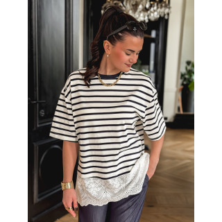 T-shirt ligné Flavia - Bleu marine/Ecru