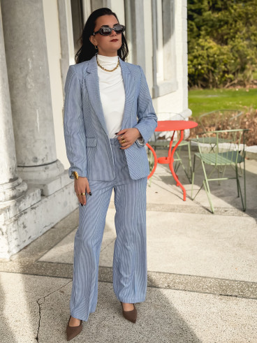 Blazer ligné Libéria - Bleu/Blanc