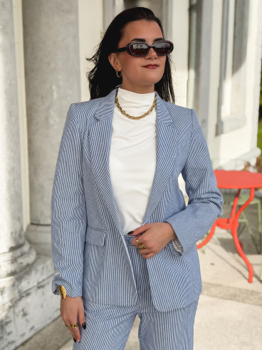 Blazer ligné Libéria - Bleu/Blanc