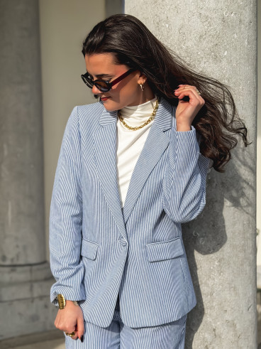 Blazer ligné Libéria - Bleu/Blanc