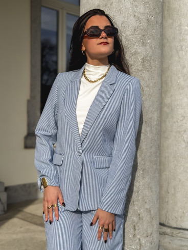 Blazer ligné Libéria - Bleu/Blanc