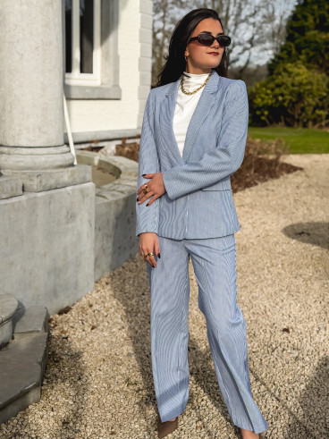 Blazer ligné Libéria - Bleu/Blanc