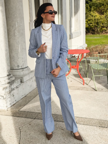 Pantalon ligné Libéria - Bleu/Blanc