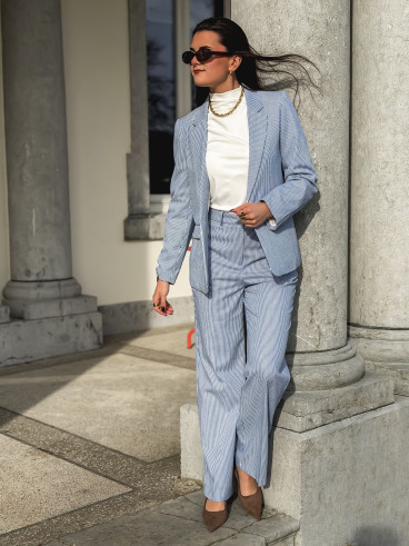 Pantalon ligné Libéria - Bleu/Blanc