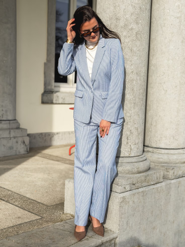 Pantalon ligné Libéria - Bleu/Blanc