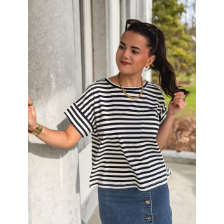 T-shirt ligné Ophélie - Bleu marine