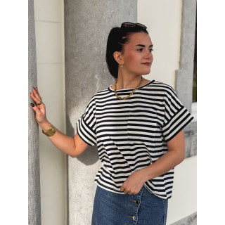 T-shirt ligné Ophélie - Bleu marine