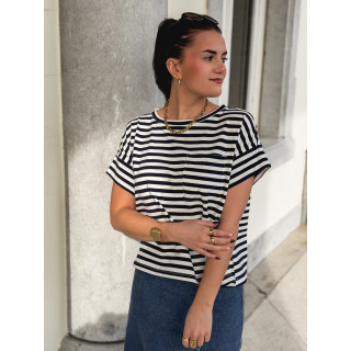 T-shirt ligné Ophélie - Bleu marine