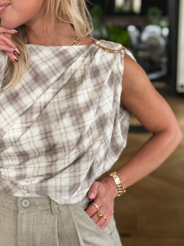 Body à carreaux Noria - Beige