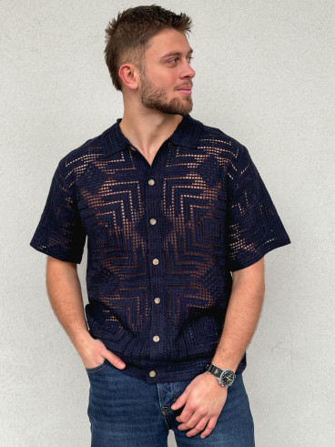 Chemise en crochet Sully - Bleu marine