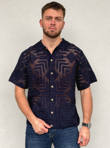 Chemise en crochet Sully - Bleu marine Chemise en crochet Sully - Bleu marine