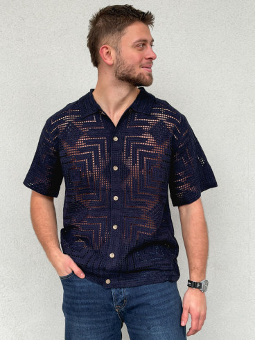 Chemise en crochet Sully - Bleu marine Chemise en crochet Sully - Bleu marine