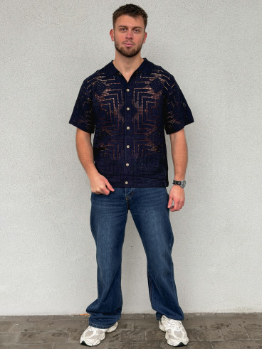 Chemise en crochet Sully - Bleu marine Chemise en crochet Sully - Bleu marine