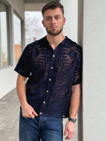 Chemise en crochet Sully - Bleu marine