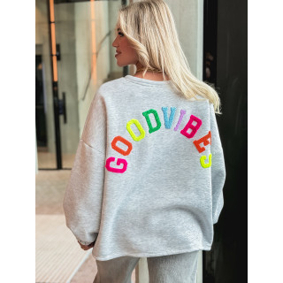 Pull "Good vibes" - Gris clair