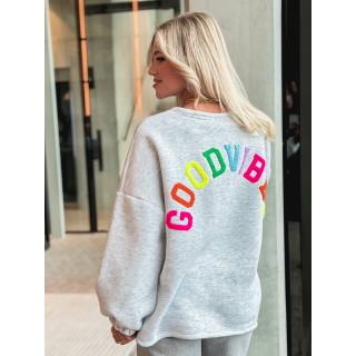 Pull "Good vibes" - Gris clair