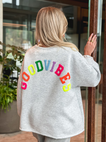Pull "Good vibes" - Gris clair