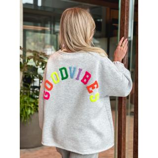 Pull "Good vibes" - Gris clair