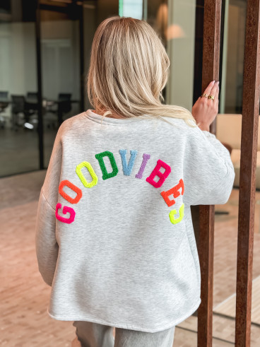 Pull "Good vibes" - Gris clair