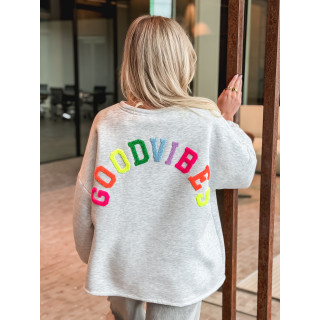 Pull "Good vibes" - Gris clair